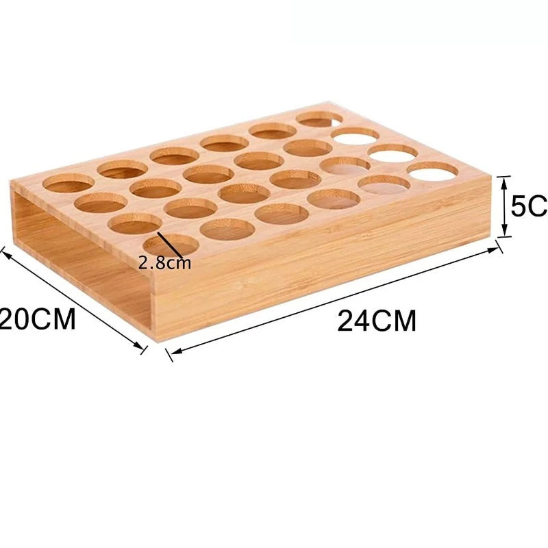Pine Wood Essential Oil Storage Box, 24 Holes Roller Bottle Display Stand, Home Decor Organizer