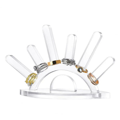 Creative Wooden Ring Holder Eye Shape Ring Display Rack With 6 Ring Posts Jewelry Display Stand Home Decor Organizer