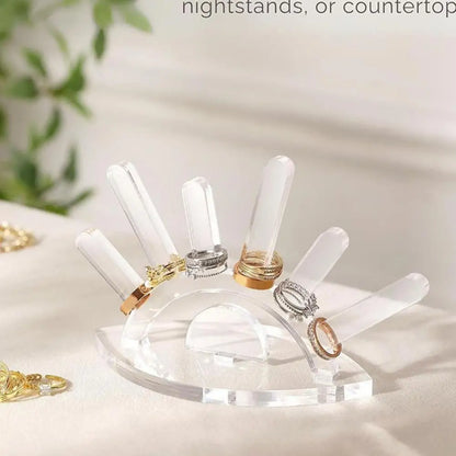 Creative Wooden Ring Holder Eye Shape Ring Display Rack With 6 Ring Posts Jewelry Display Stand Home Decor Organizer