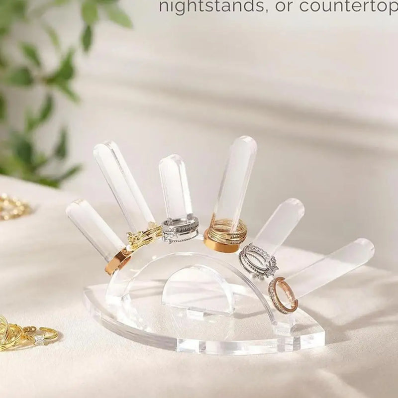 Creative Wooden Ring Holder Eye Shape Ring Display Rack With 6 Ring Posts Jewelry Display Stand Home Decor Organizer detail view