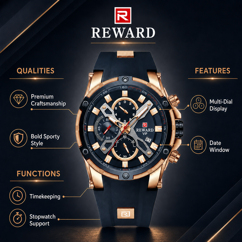 REWARD VIP Rose Gold Chronograph Luxury Men's Watch