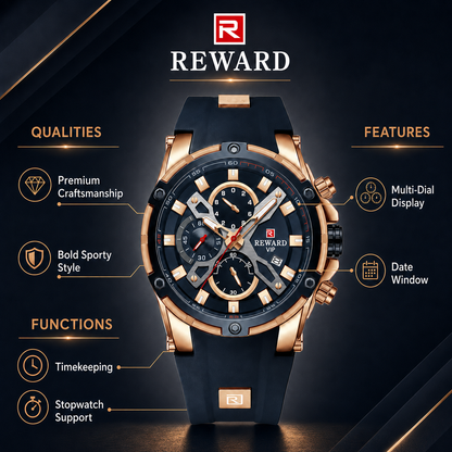 REWARD VIP Rose Gold Chronograph Luxury Men's Watch