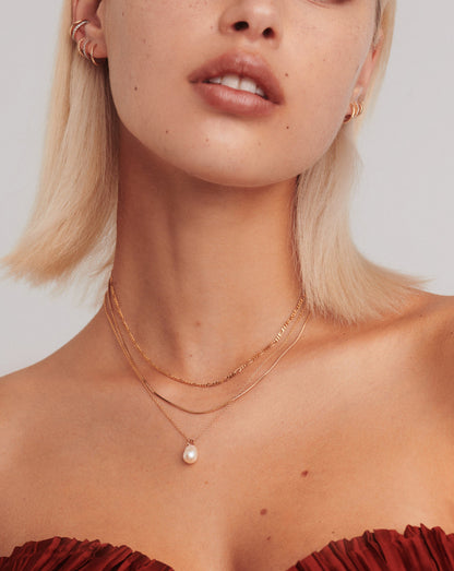 Solid Gold Baroque Pearl Organic Pendant Necklace