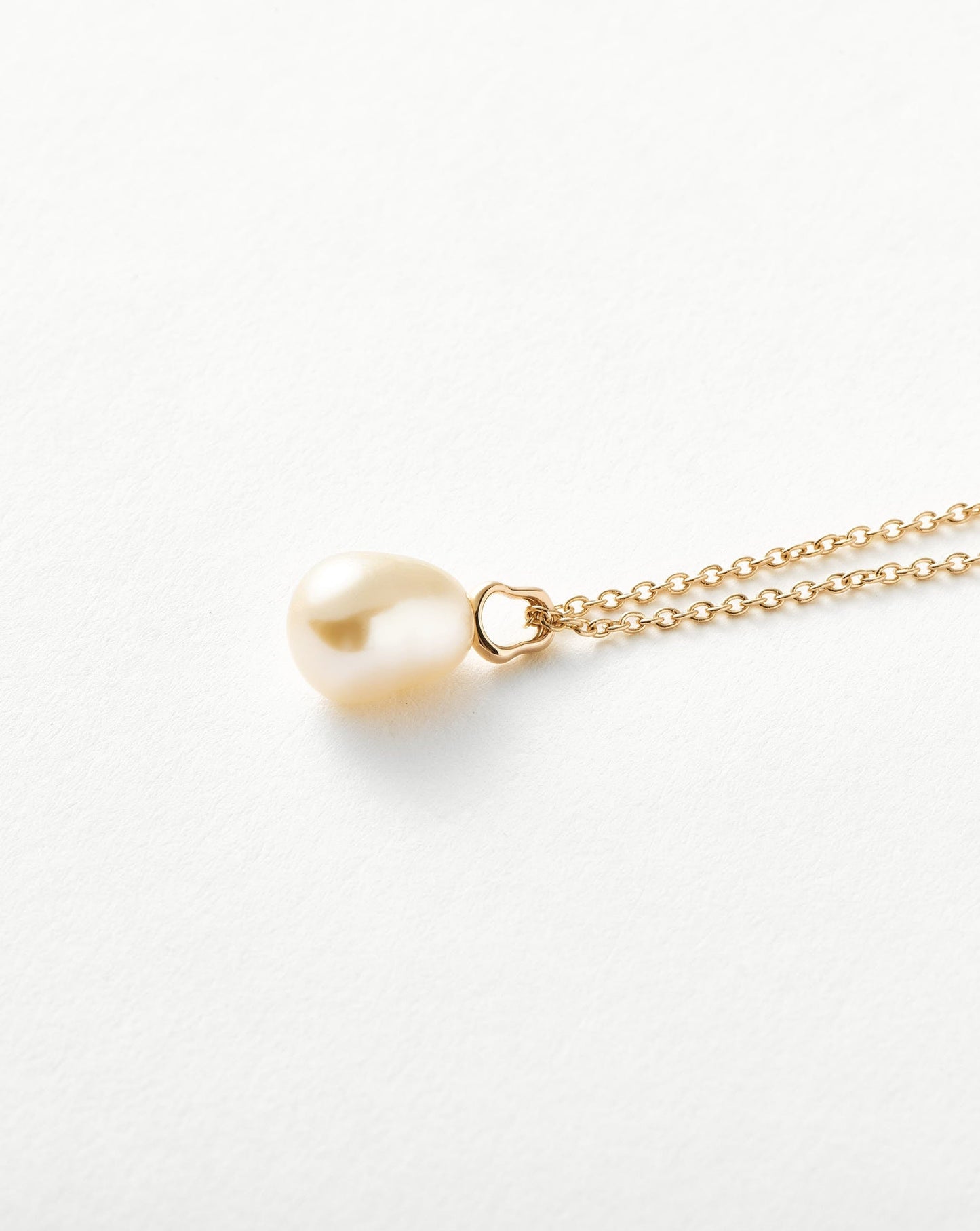 Solid Gold Baroque Pearl Organic Pendant Necklace