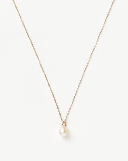 Solid Gold Baroque Pearl Organic Pendant Necklace