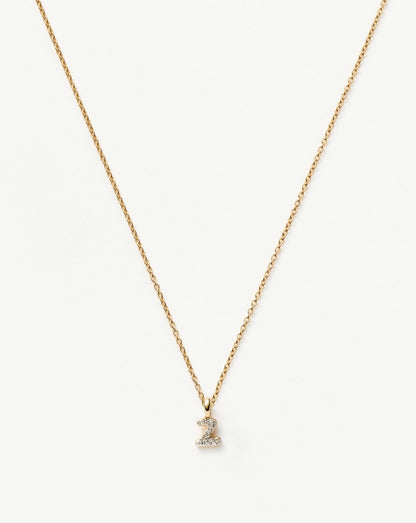 Solid Gold Diamond Initial Mini Pendant Necklace - Z | 14ct Solid Yellow Gold Plated/Diamond