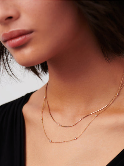 Solid Gold Floating Diamond Necklace | 14ct Solid Gold