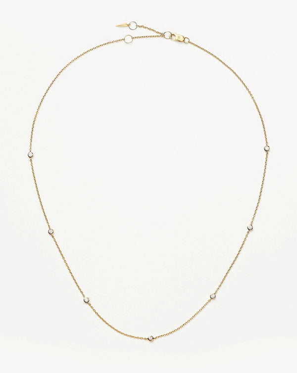 Solid Gold Floating Diamond Necklace | 14ct Solid Gold