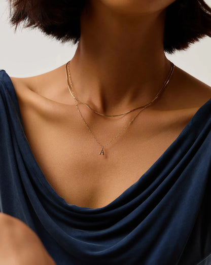 Solid Gold Initial Mini Pendant Necklace - A | 14ct Solid Gold
