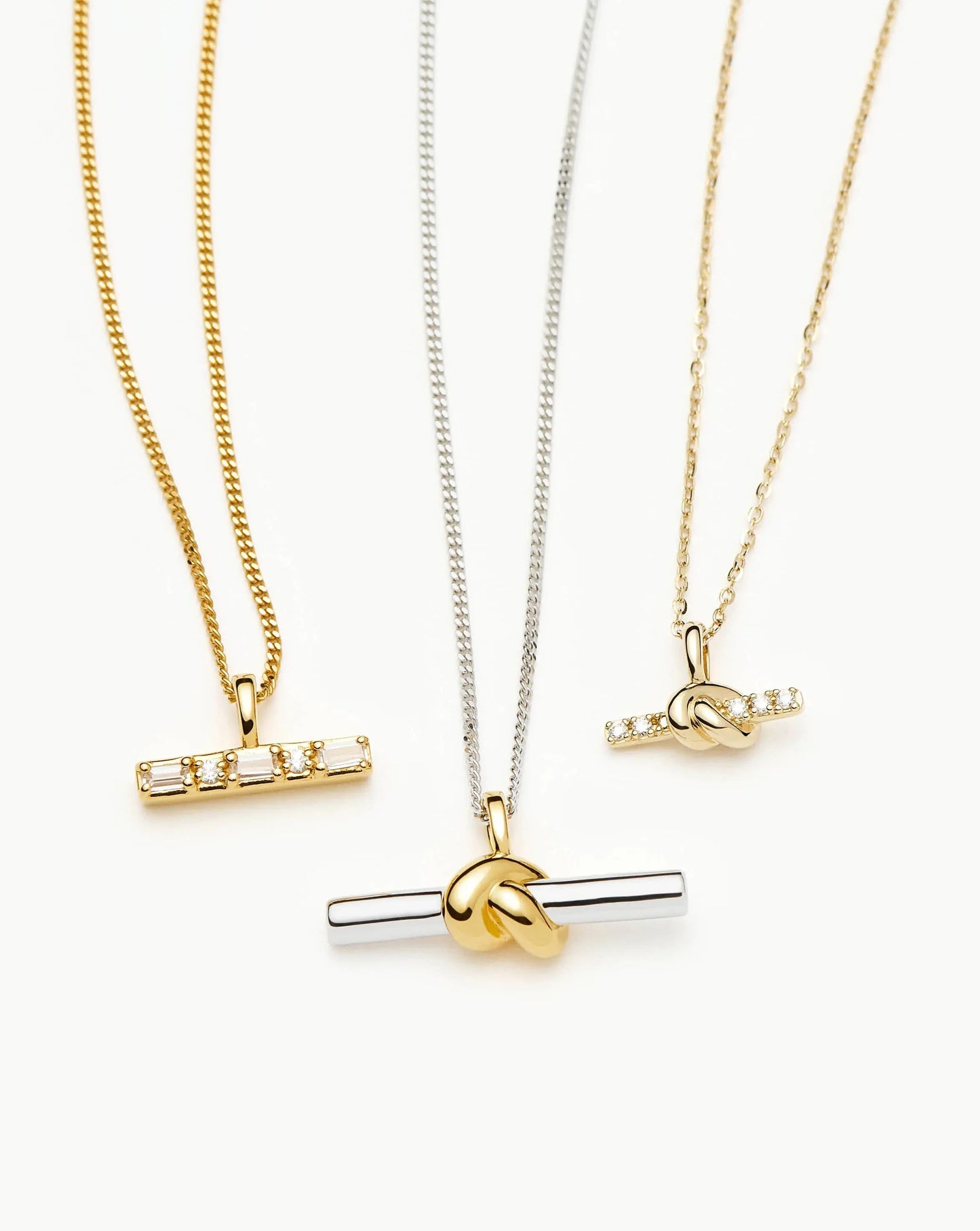 Lucy Williams Solid Gold Diamond T-Bar Pendant Necklace | 14ct Solid Gold/Lab Grown Diamond